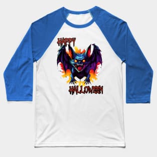 Spooky Bat Happy Halloween Baseball T-Shirt